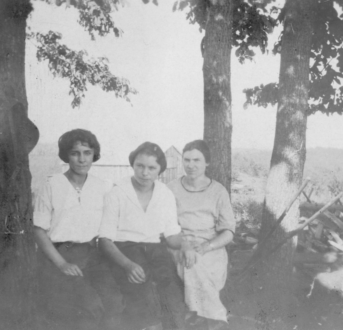 Juniata Voorheis in middle likely in Polk Co, NC 1920s